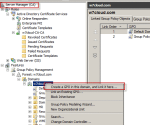 Create a group policy for autoenrollment in active directory