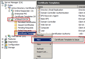 Issue certificate to active directory