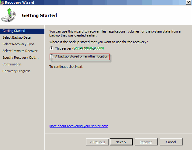 recovery on server 2008