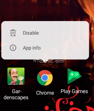 apps options on android nughat