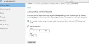 windows 10 update scheduled