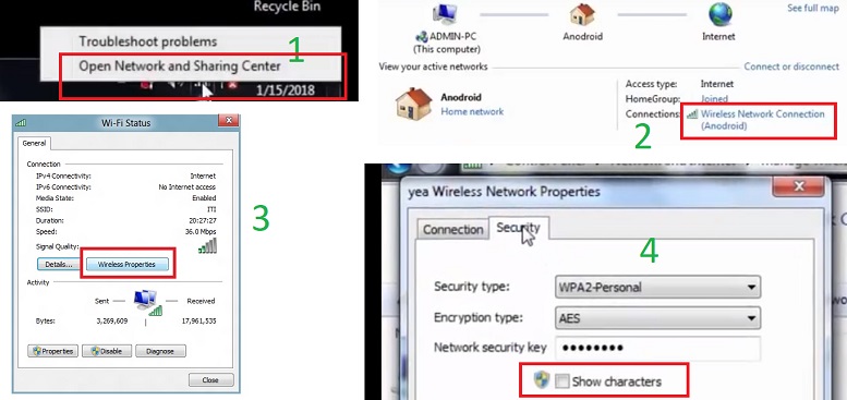 see Wireless Network Key on Windows 7