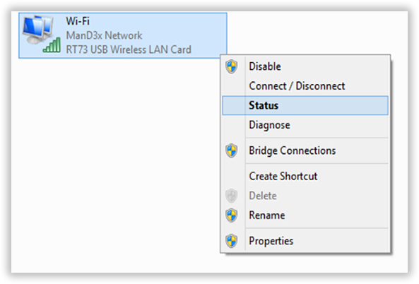 Network connection on windows 8