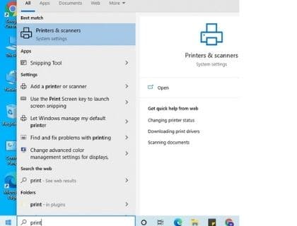 printer and scanning settings windows 10