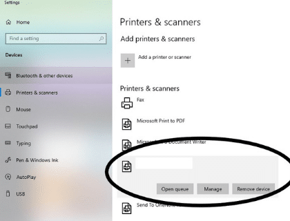 select HP printer on windows 10