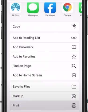 Print option on iphone