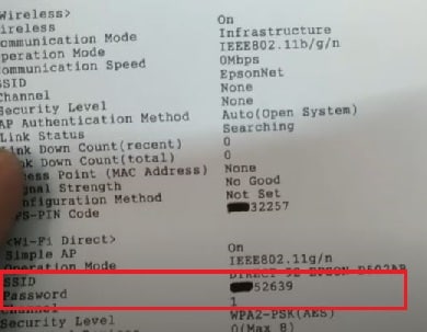 default password of Epson printer