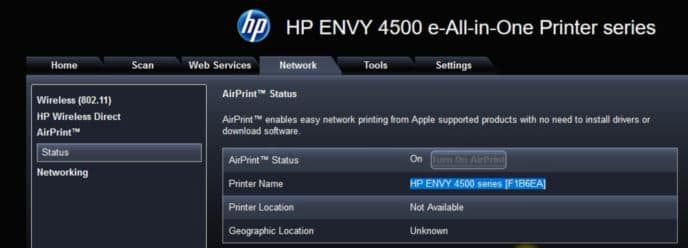 enable airprint on HP printer