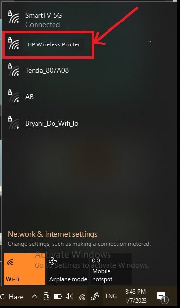 ssid of hp printer