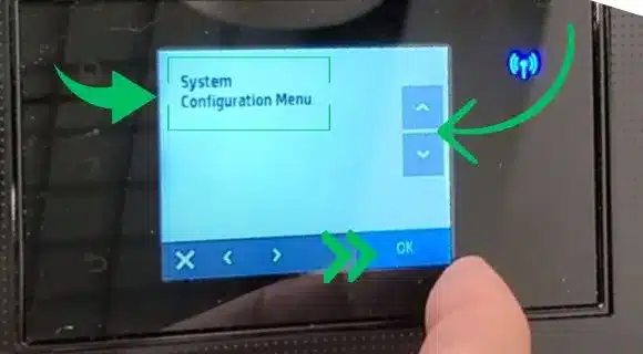 system configuration menu on hp